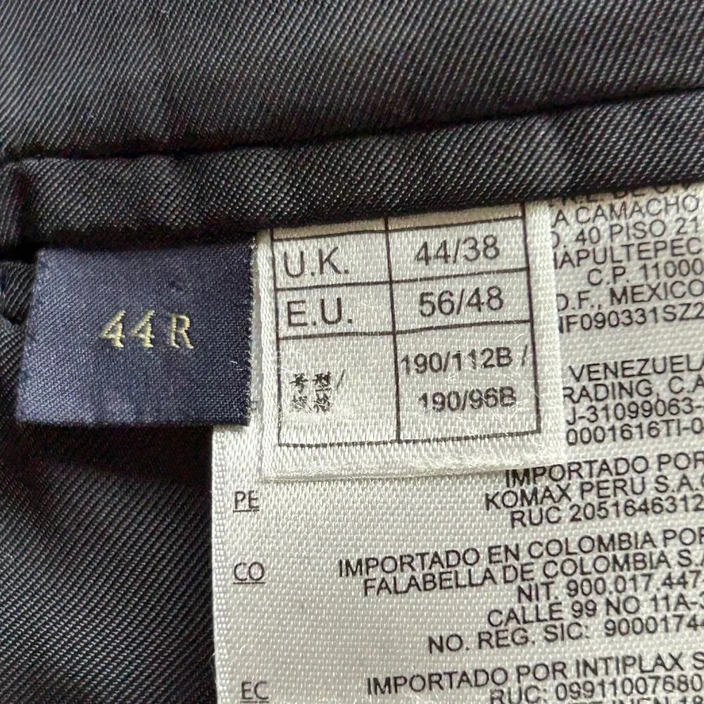 Brooks Brothers Wool Suit Jacket Mens 44R Navy 2 Button Italian‎ Fabric Office